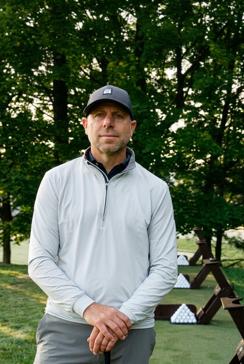 Portrait of Joe Spivak on the practice range